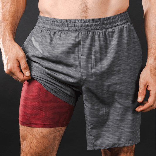 The Finish Line | Grey and Red Ball Hammock® 9 Inch Athletic Shorts - Shinesty