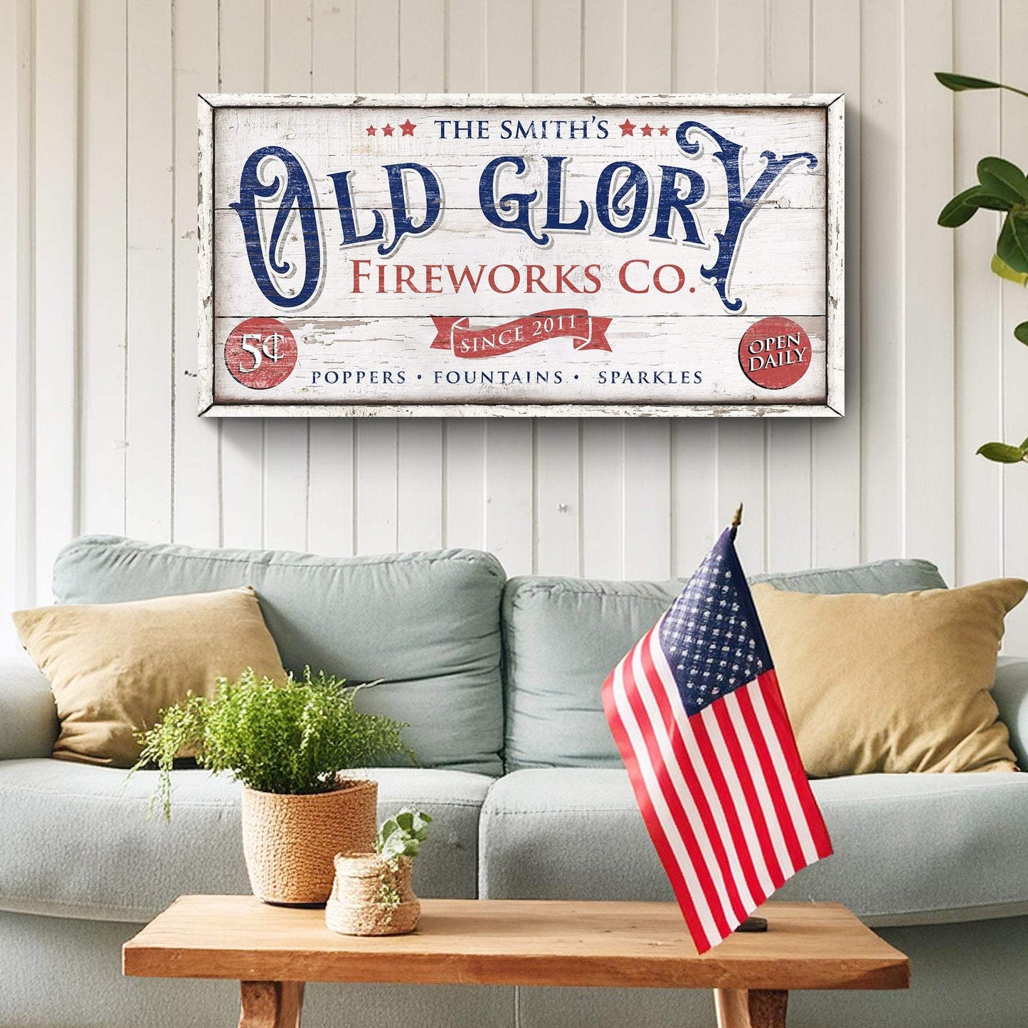 Personalized Old Glory Firework Co Sign - Tailored Canvases - Flyclothing LLC