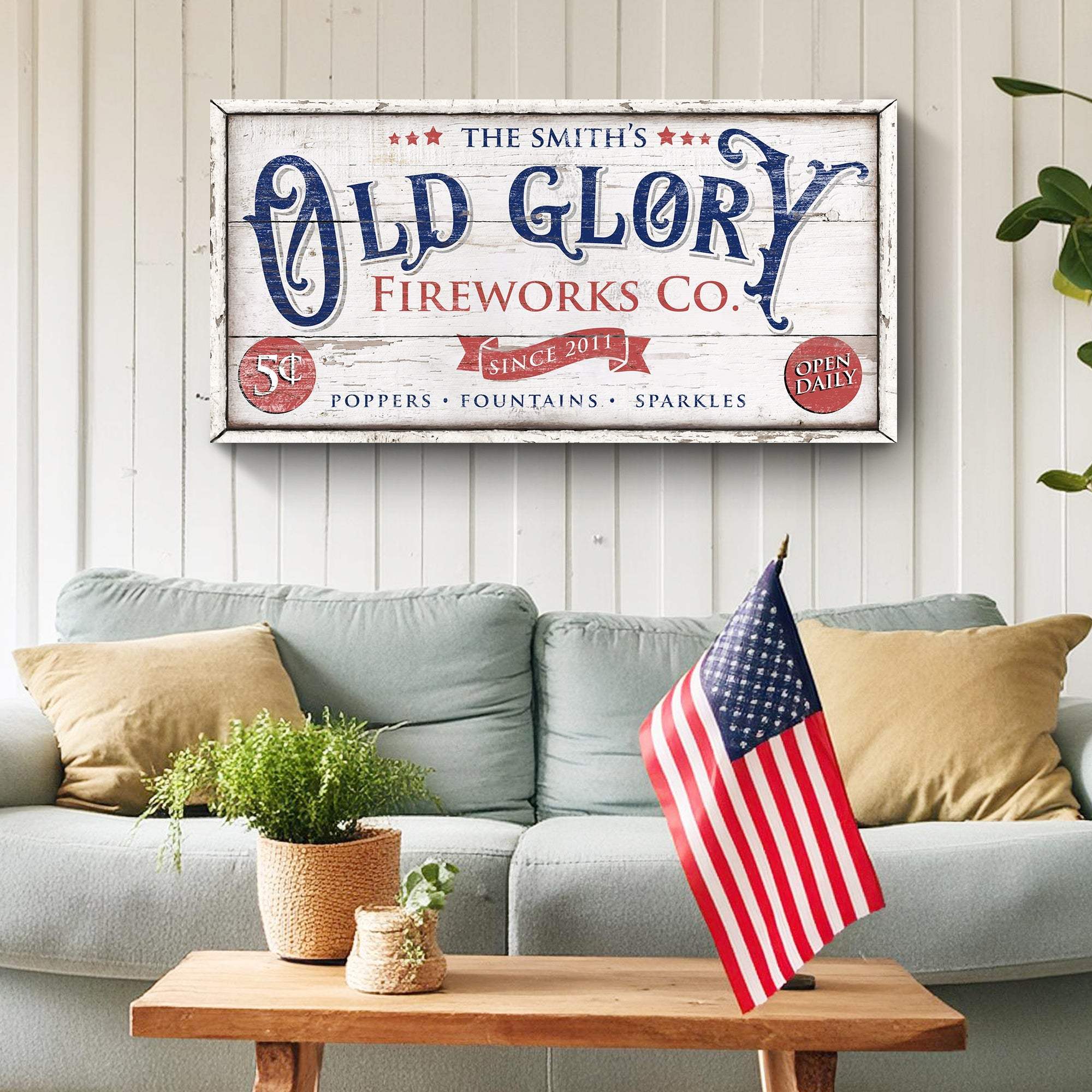 Personalized Old Glory Firework Co Sign - Tailored Canvases - Flyclothing LLC