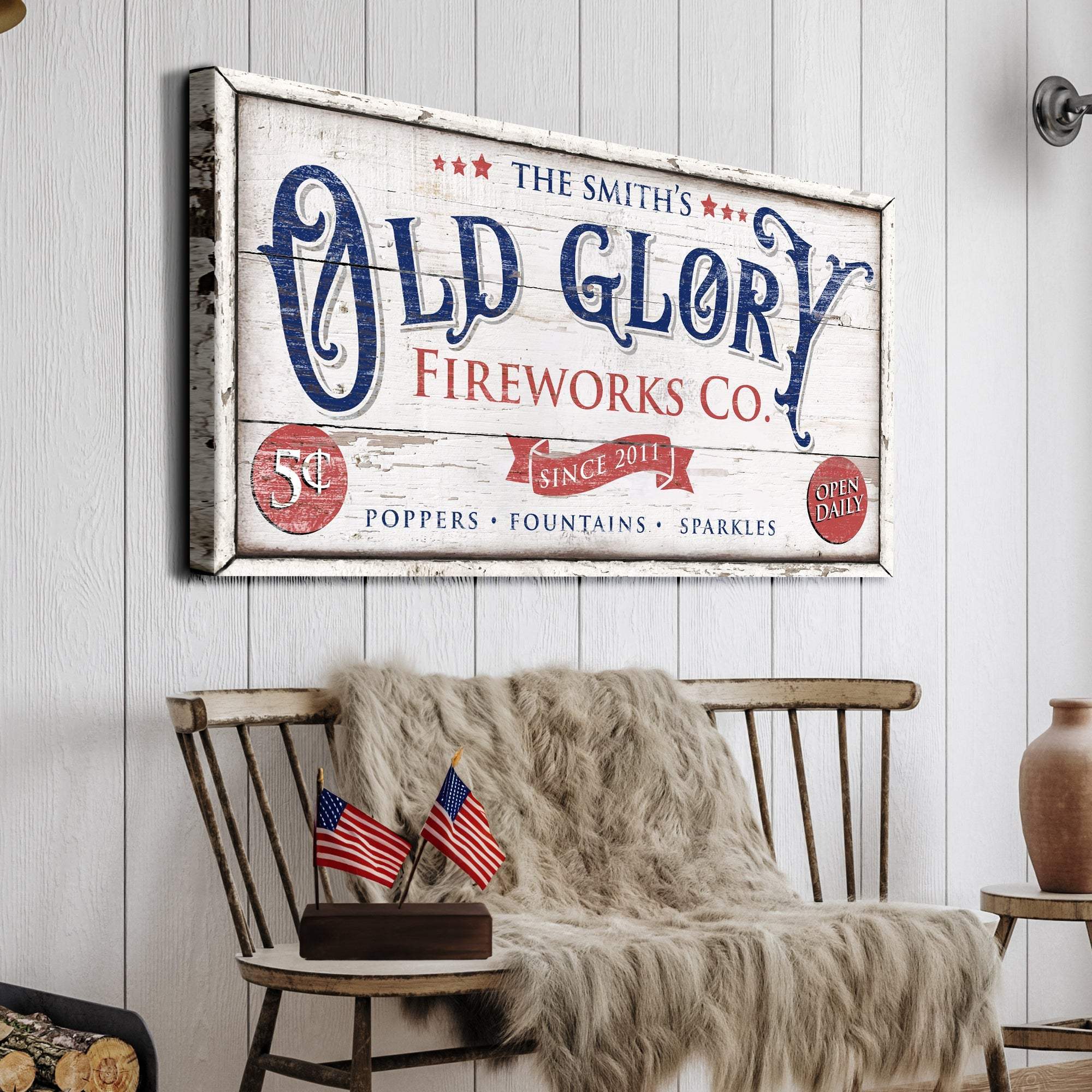 Personalized Old Glory Firework Co Sign - Tailored Canvases - Flyclothing LLC