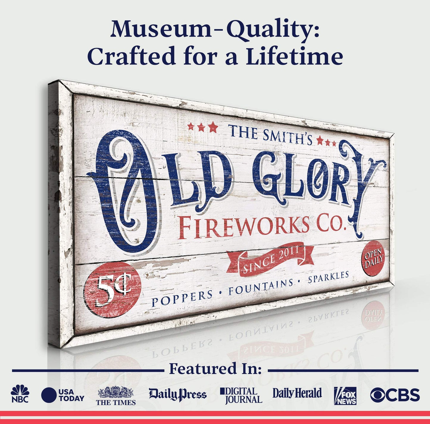 Personalized Old Glory Firework Co Sign - Tailored Canvases - Flyclothing LLC