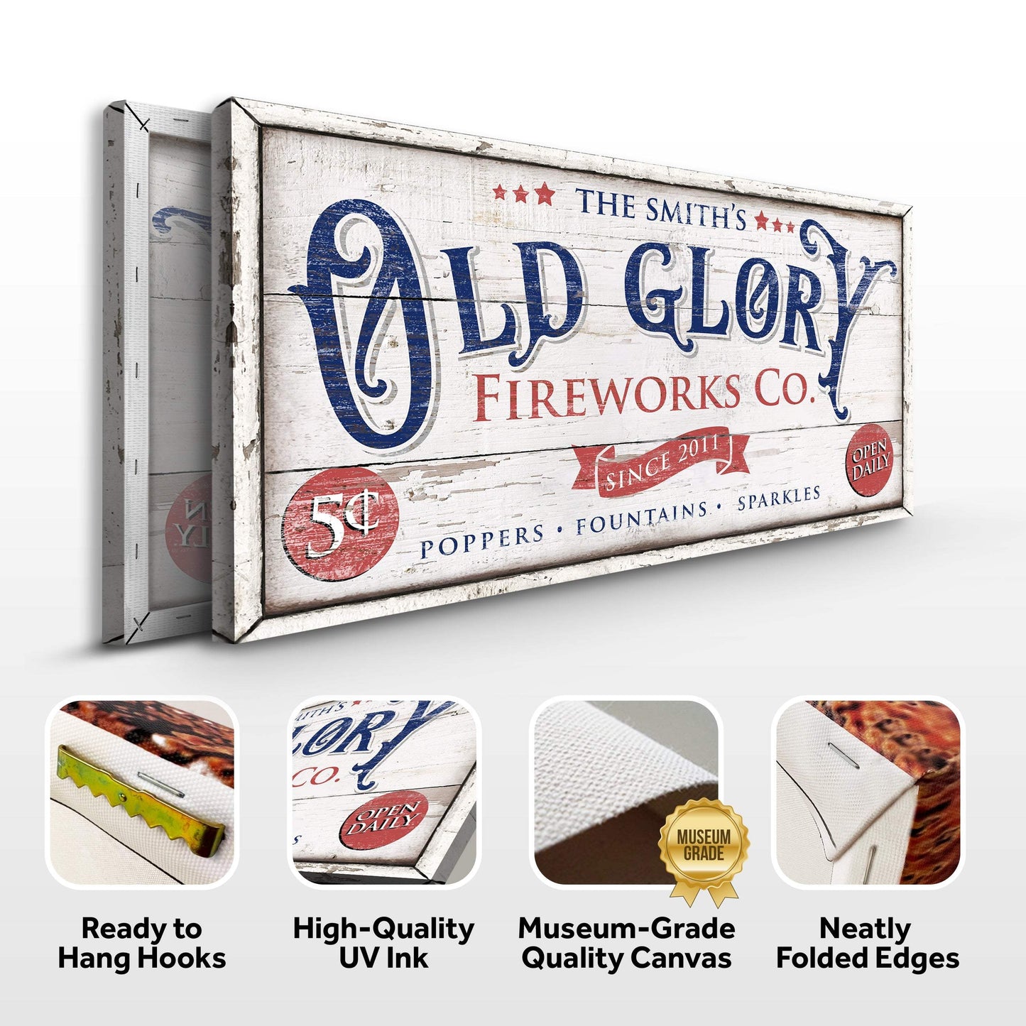 Personalized Old Glory Firework Co Sign - Tailored Canvases - Flyclothing LLC