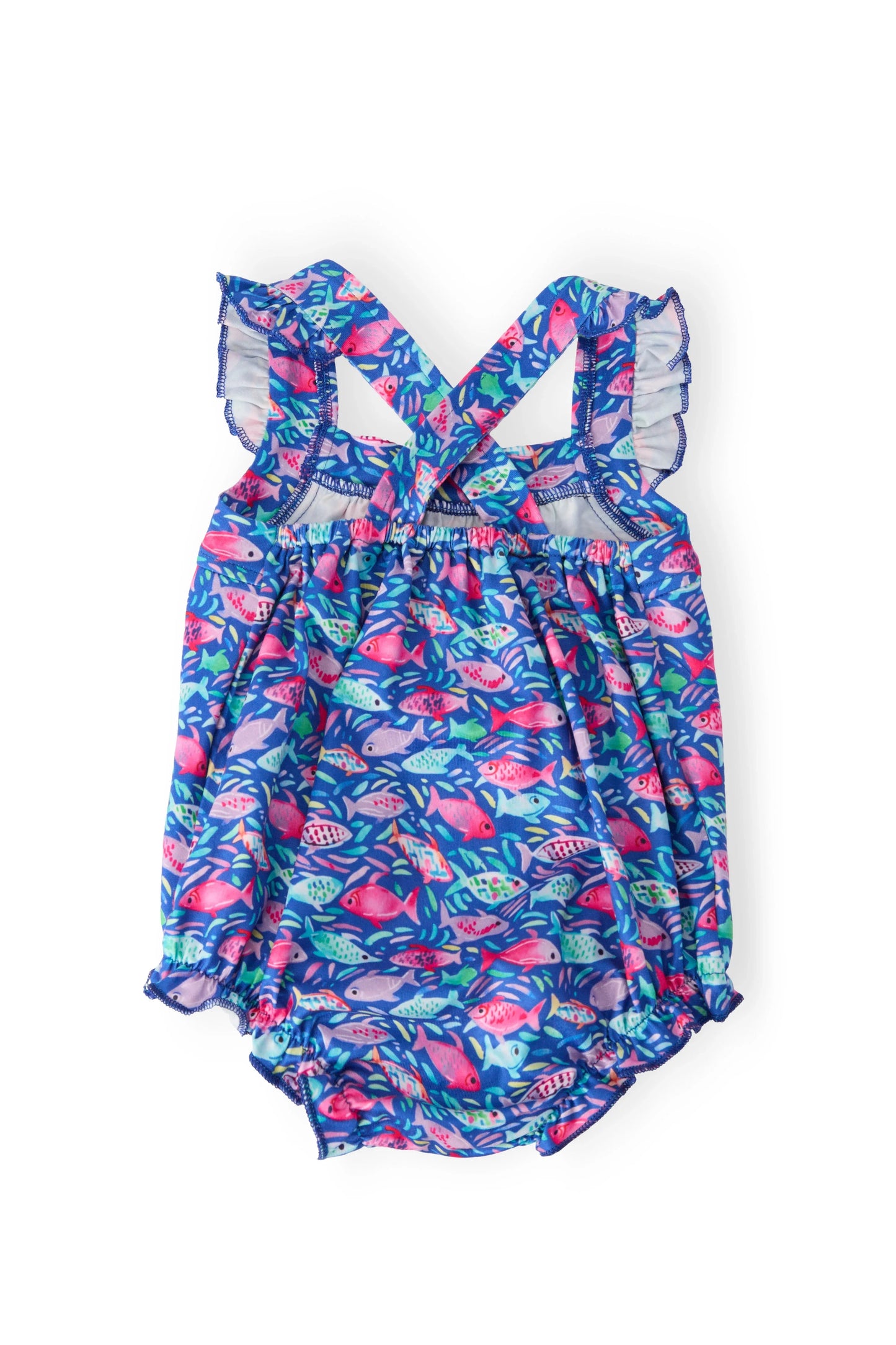 Fish in the Sea Ruffle Cross Back Romper - Mila & Rose ® - Flyclothing LLC