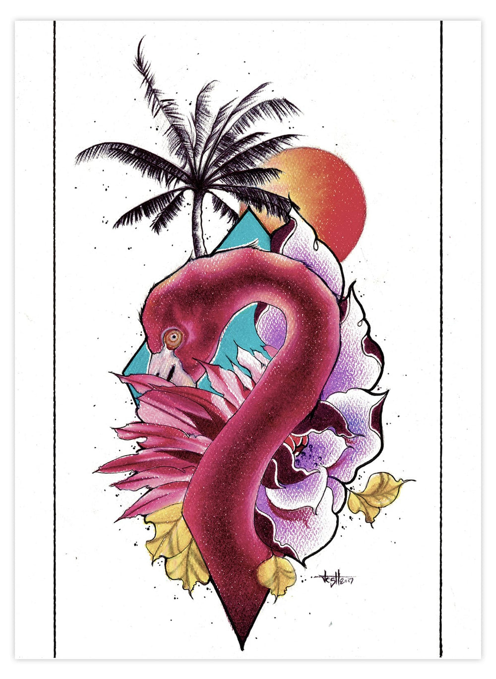 Black Market Art Company Flamingo Sun Print
