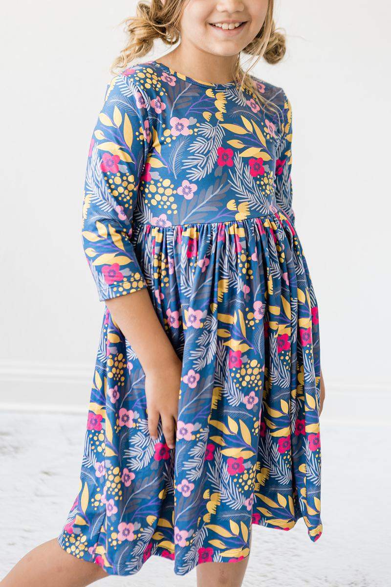 Flora 3/4 Sleeve Pocket Twirl Dress - Mila & Rose ® - Flyclothing LLC