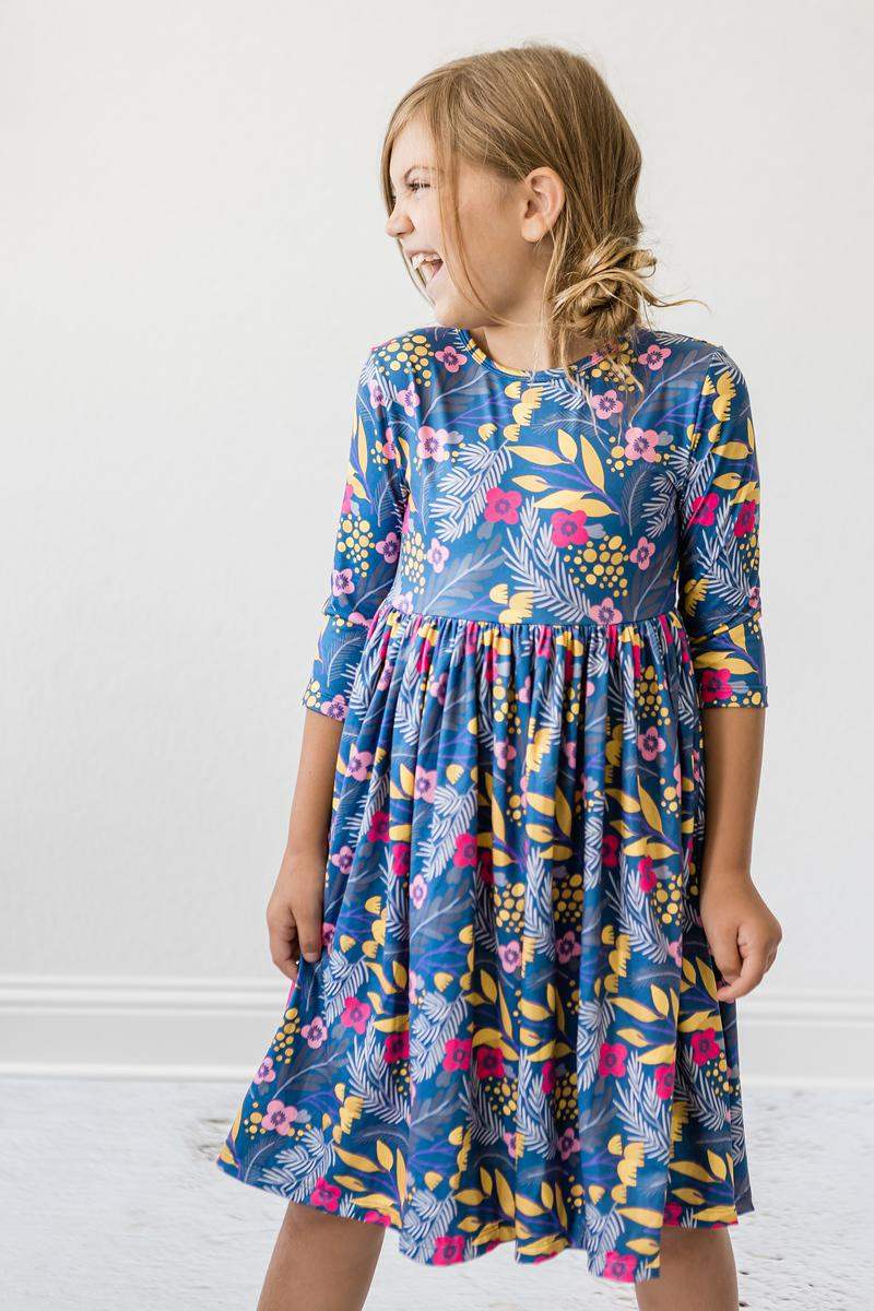 Flora 3/4 Sleeve Pocket Twirl Dress - Mila & Rose ® - Flyclothing LLC