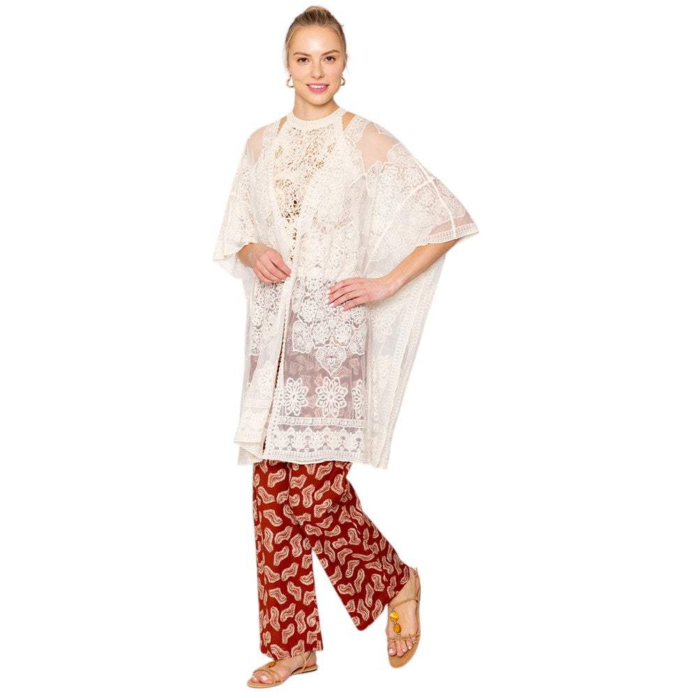 Flower Lace Kimono Poncho - Madeline Love - Flyclothing LLC
