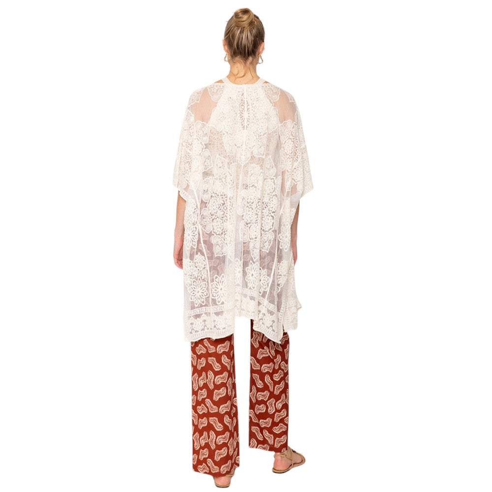 Flower Lace Kimono Poncho - Madeline Love - Flyclothing LLC