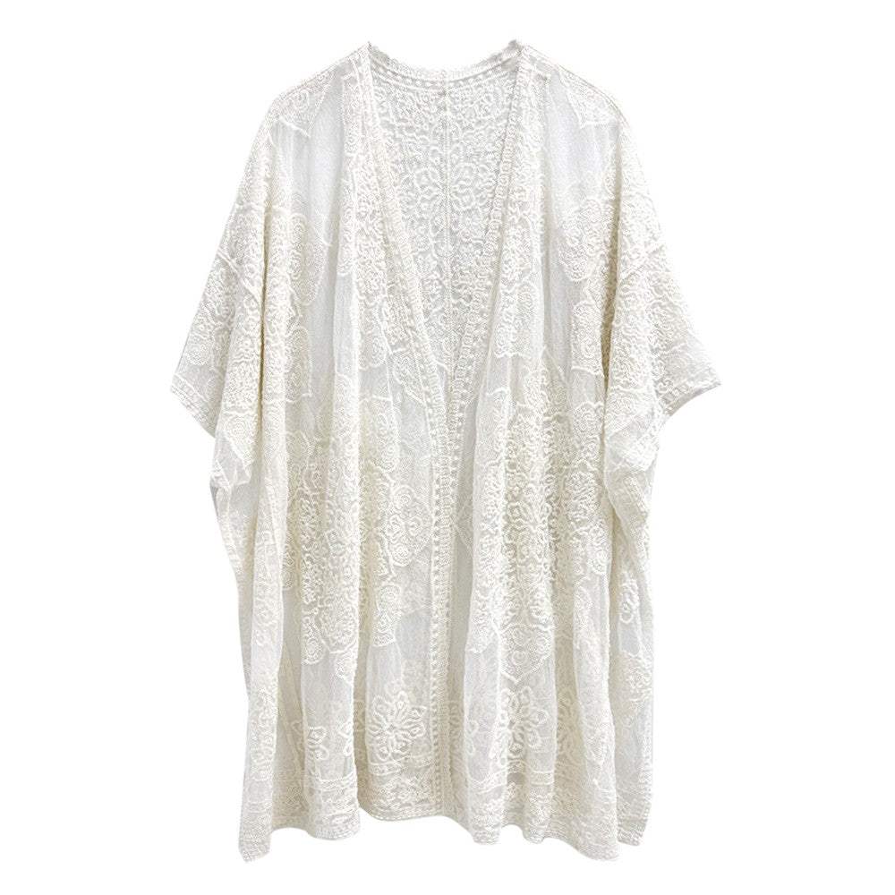 Flower Lace Kimono Poncho - Madeline Love - Flyclothing LLC