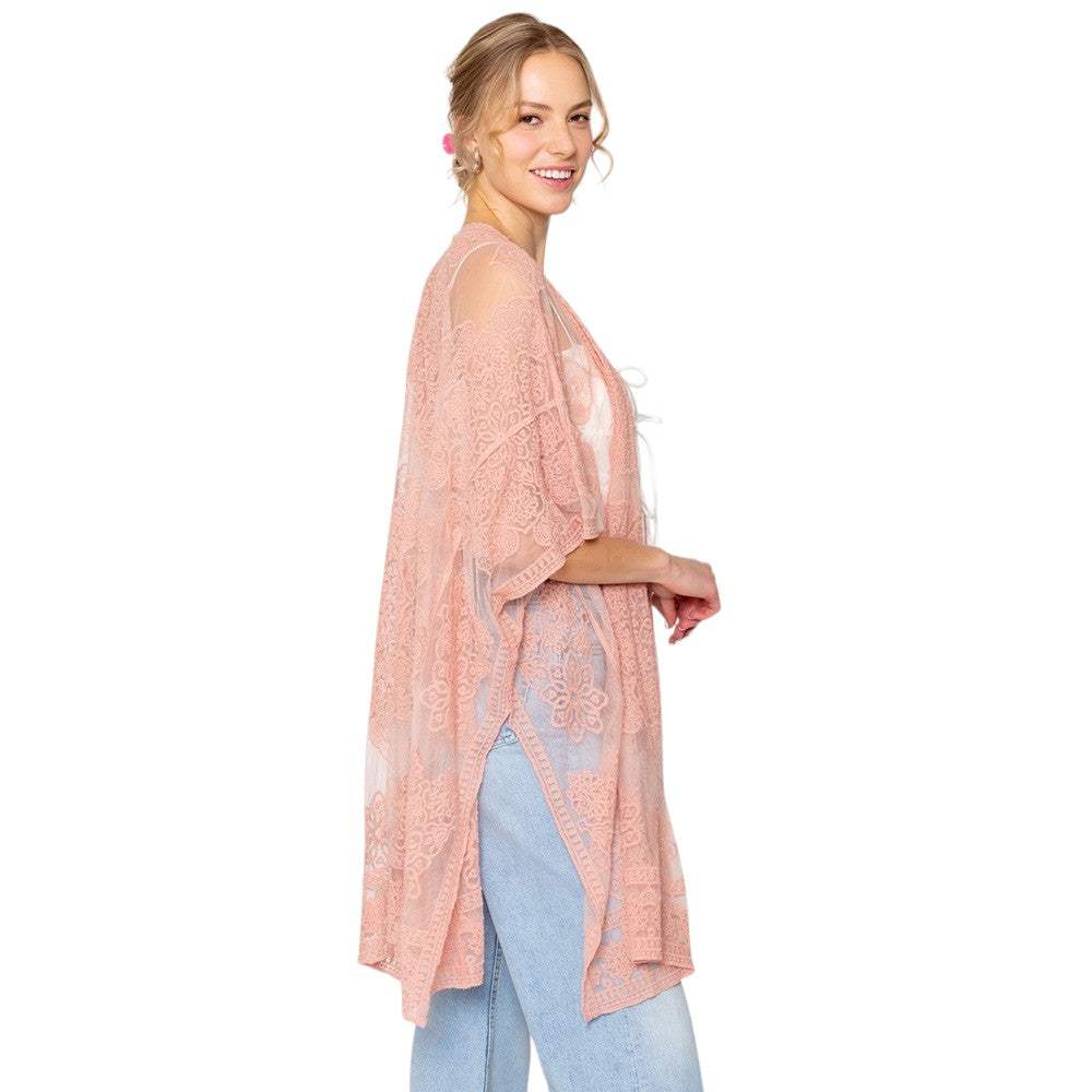 Flower Lace Kimono Poncho - Madeline Love - Flyclothing LLC