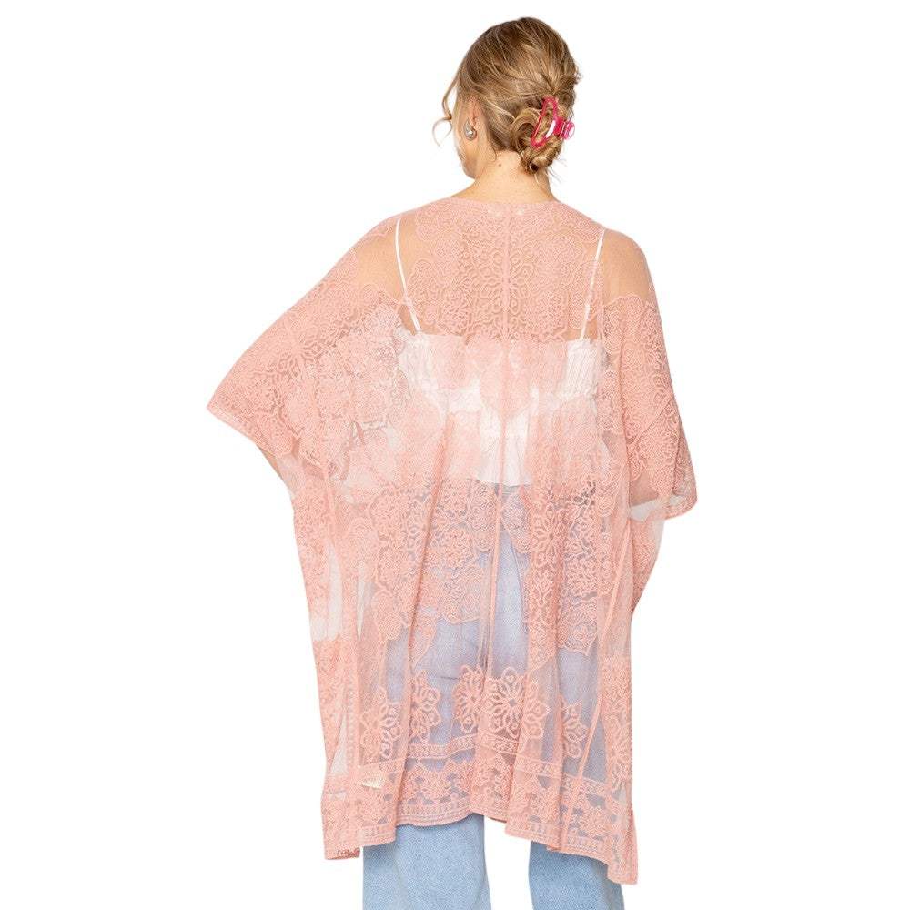 Flower Lace Kimono Poncho - Madeline Love - Flyclothing LLC
