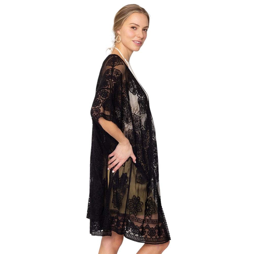 Flower Lace Kimono Poncho - Madeline Love - Flyclothing LLC