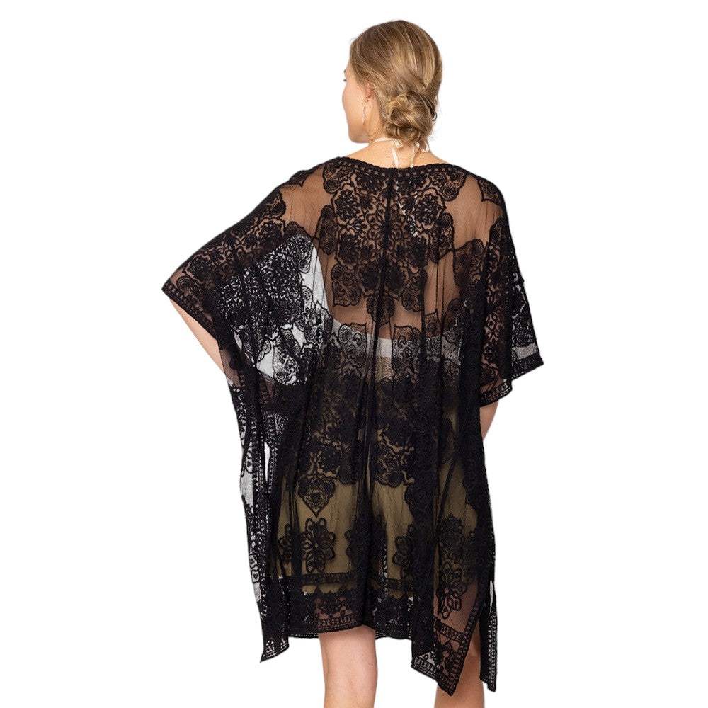 Flower Lace Kimono Poncho - Madeline Love - Flyclothing LLC