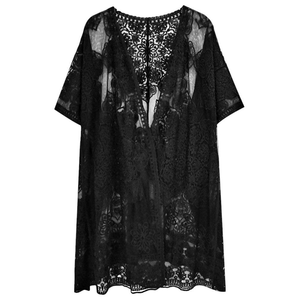 Flower Lace Kimono Poncho - Madeline Love - Flyclothing LLC