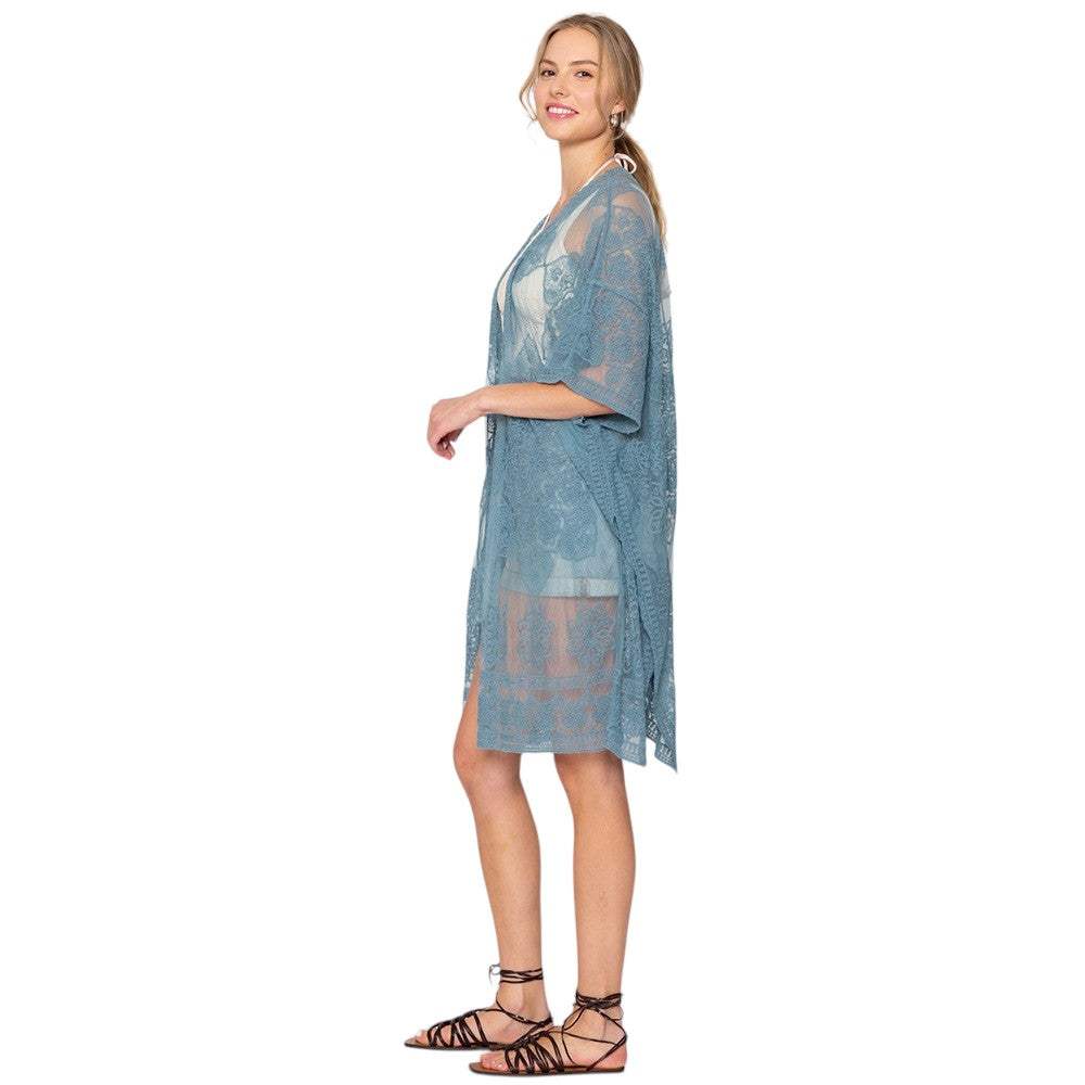 Flower Lace Kimono Poncho - Madeline Love - Flyclothing LLC