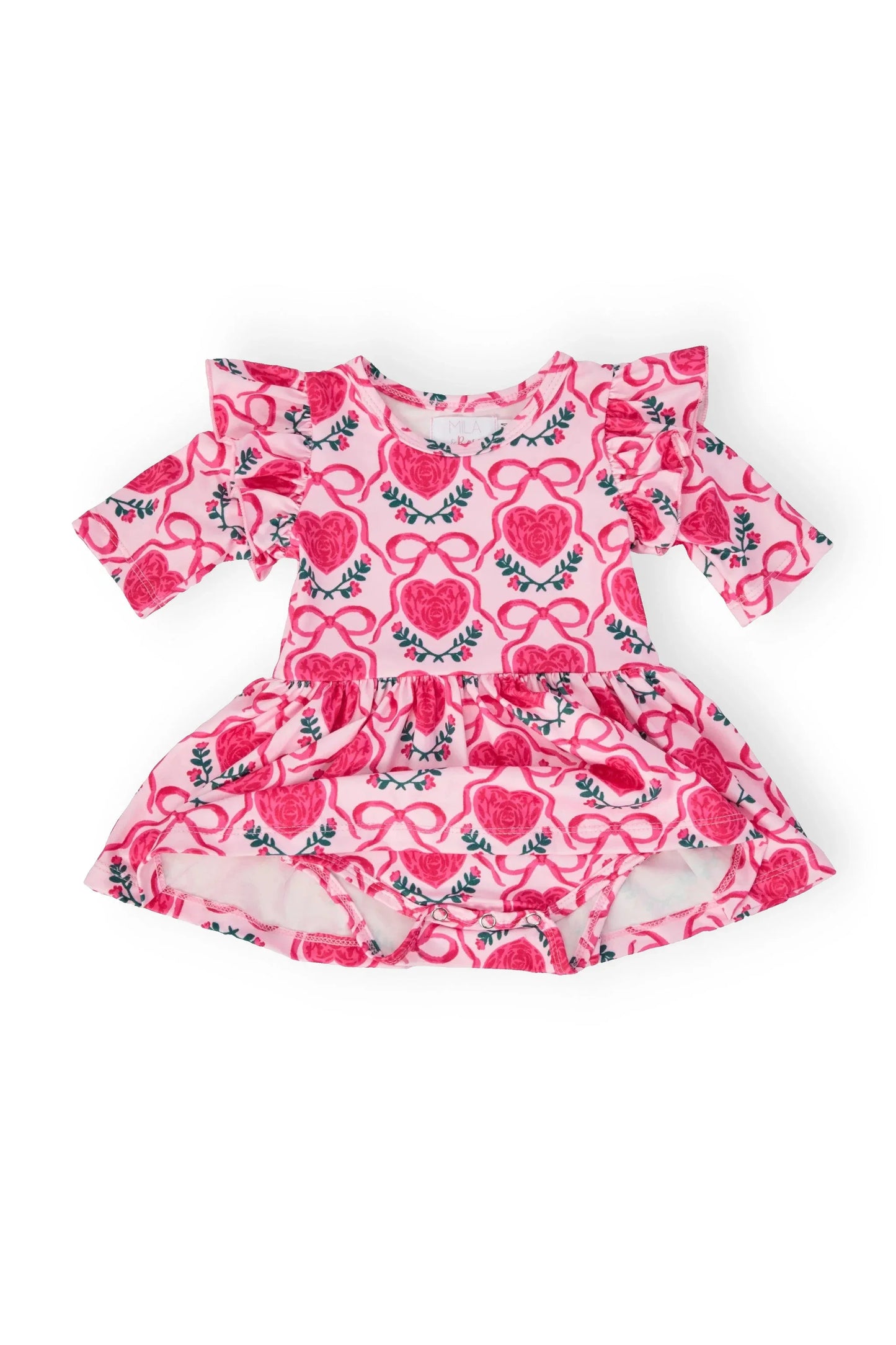 Fluttering Hearts 3/4 Sleeve Flutter Twirl Bodysuit - Mila & Rose ® - Flyclothing LLC