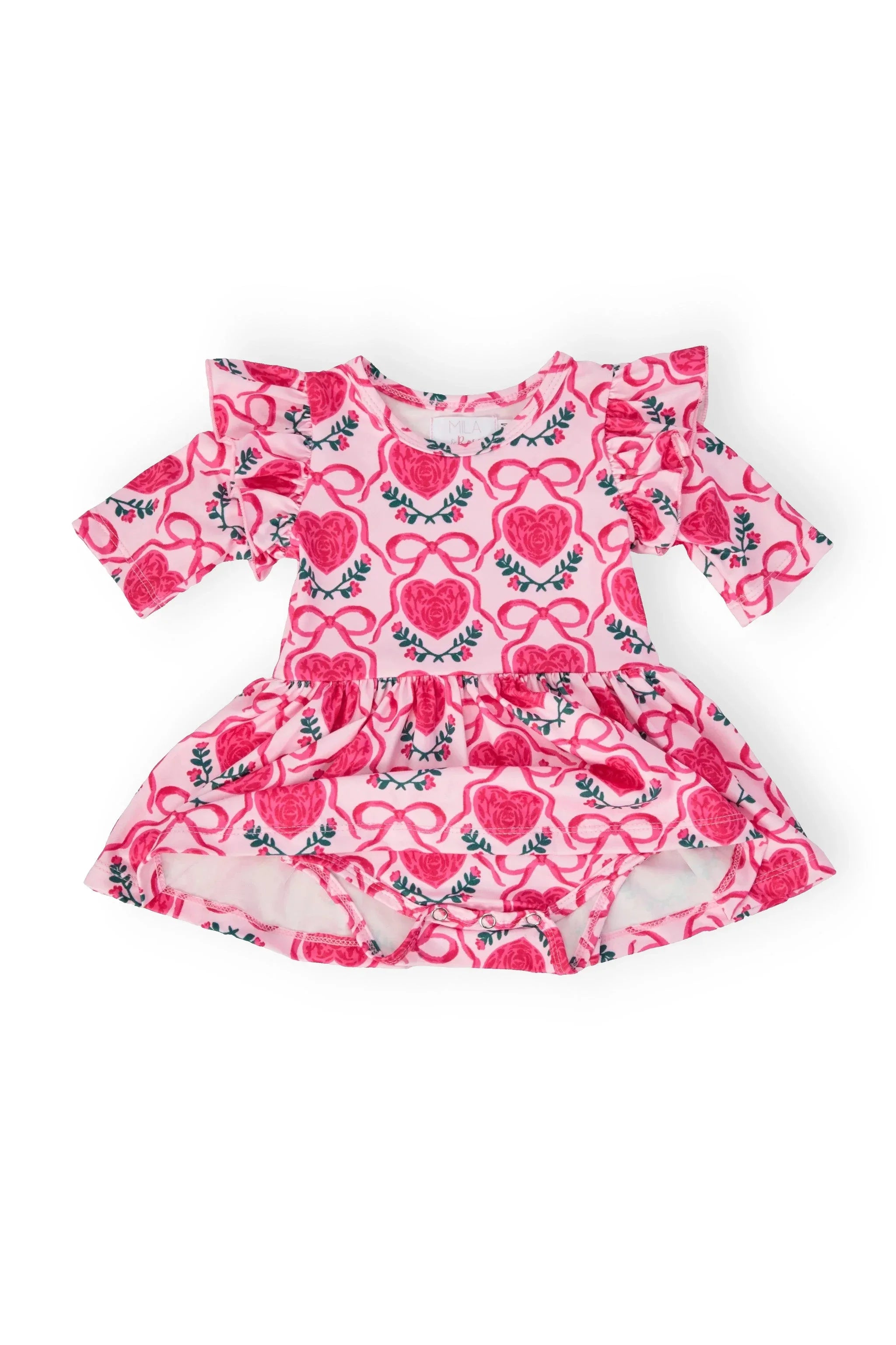 Fluttering Hearts 3/4 Sleeve Flutter Twirl Bodysuit - Mila & Rose ® - Flyclothing LLC