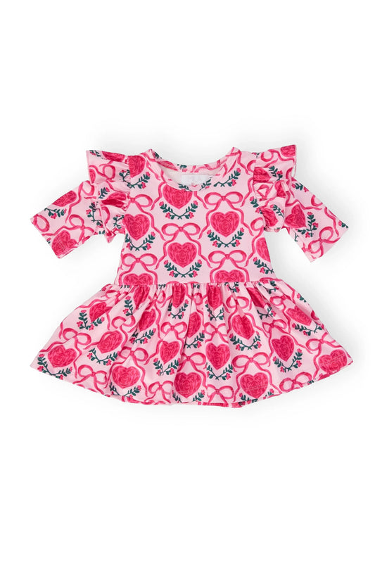 Fluttering Hearts 3/4 Sleeve Flutter Twirl Bodysuit - Mila & Rose ® - Flyclothing LLC