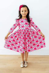 Fluttering Hearts 3/4 Sleeve Ruffle Twirl Dress - Mila & Rose ® - Flyclothing LLC
