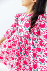 Fluttering Hearts 3/4 Sleeve Ruffle Twirl Dress - Mila & Rose ® - Flyclothing LLC