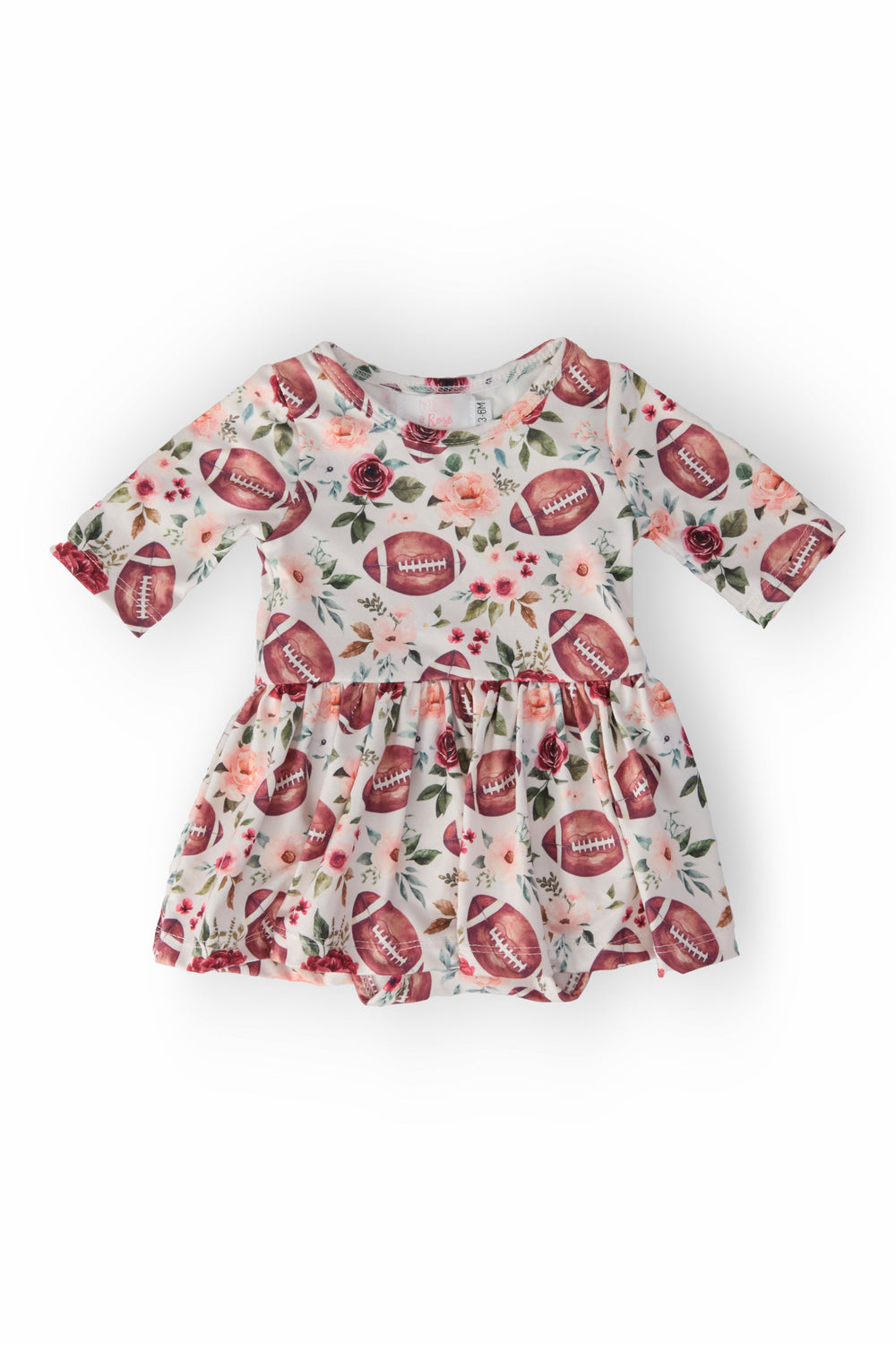 Footballs & Flowers 3/4 Sleeve Twirl Bodysuit - Mila & Rose ®