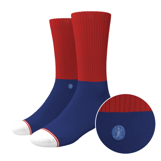 The Fourth | Patriotic Red and Blue Heel Hammock™ Crew Socks - Shinesty