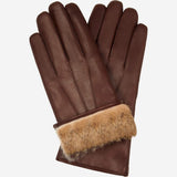 Francesca (brown) - Italian lambskin leather gloves with brown rabbit fur lining - Leather Gloves Online - Flyclothing LLC