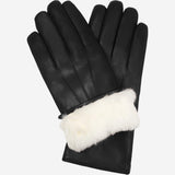 Francesca (black) - Italian lambskin leather gloves with white rabbit fur lining - Leather Gloves Online - Flyclothing LLC
