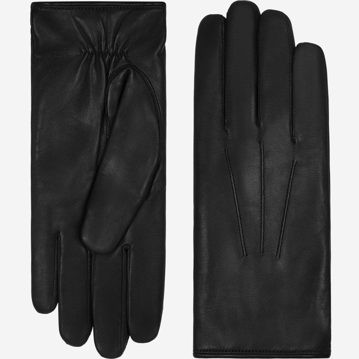 Francesca (black) - Italian lambskin leather gloves with white rabbit fur lining - Leather Gloves Online - Flyclothing LLC