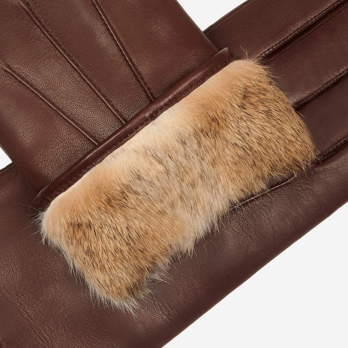 Francesca (brown) - Italian lambskin leather gloves with brown rabbit fur lining - Leather Gloves Online - Flyclothing LLC