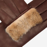 Francesca (brown) - Italian lambskin leather gloves with brown rabbit fur lining - Leather Gloves Online - Flyclothing LLC