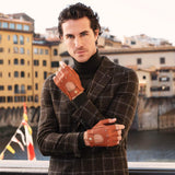 Vincenzo (brown) - Fingerless Italian driving gloves made of American deerskin leather