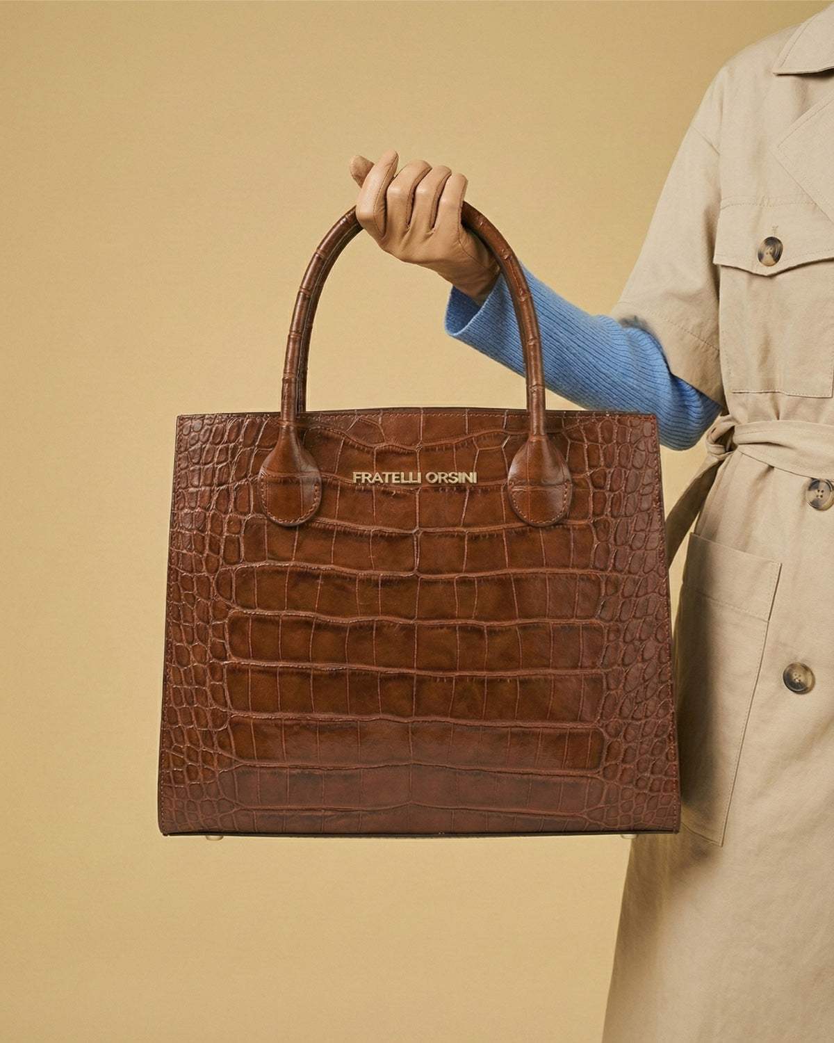 Patrizia (brown) - Italian calf leather womens handbag (with shoulder strap)