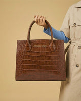 Patrizia (brown) - Italian calf leather womens handbag (with shoulder strap)