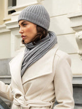 Milano (light grey) - Italian 100% cashmere ribbed beanie (unisex)