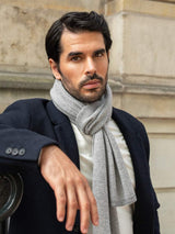 Riccardo (grey & white) - Italian 100% cashmere scarf with pattern