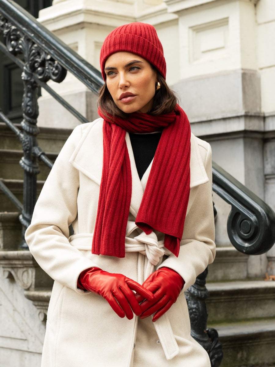 Napoli (red) - Italian 100% cashmere ribbed scarf (unisex)