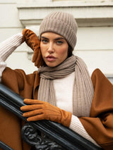 Milano (brown) - Italian 100% cashmere ribbed beanie (unisex)