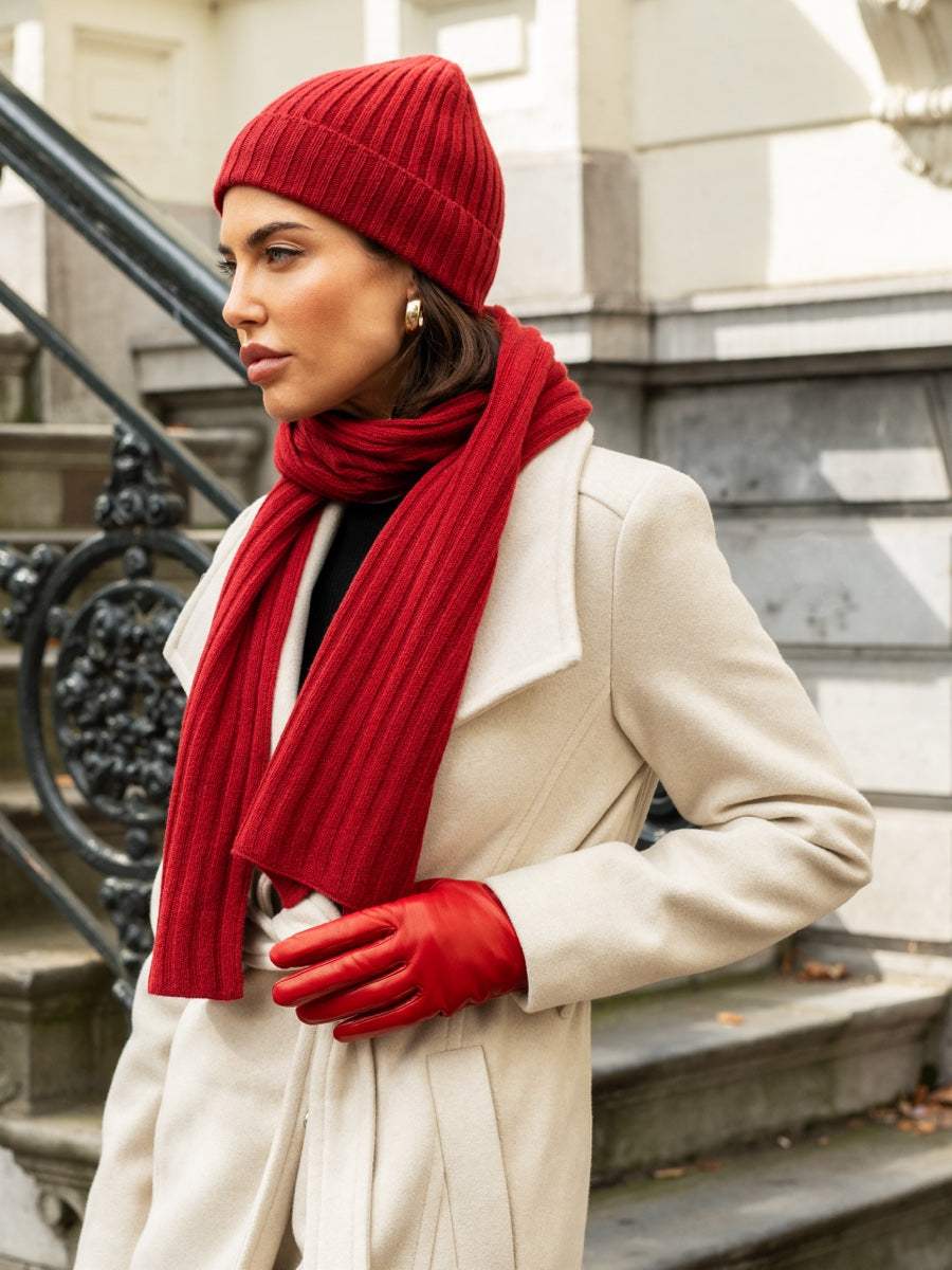 Napoli (red) - Italian 100% cashmere ribbed scarf (unisex)