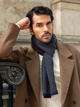 Riccardo (blue & brown) - Italian cashmere scarf with pattern