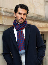 Andrea (red/blue) - Soft and lightweight Italian scarf from 100% wool - Leather Gloves Online - Flyclothing LLC