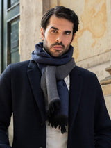 Romeo (blue/grey) - Italian warm and soft scarf made from 100% wool