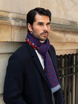 Andrea (red/blue) - Soft and lightweight Italian scarf from 100% wool - Leather Gloves Online - Flyclothing LLC