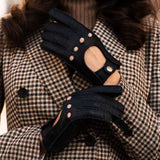 Maria (black) - Italian driving gloves made of American deerskin leather