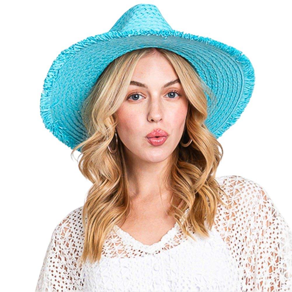 Frayed Solid Straw Sun Hat - Madeline Love - Flyclothing LLC