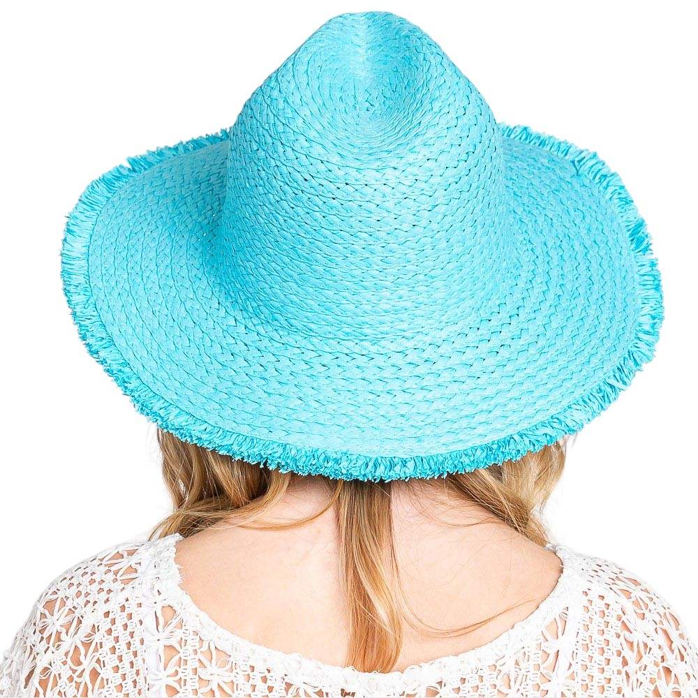 Frayed Solid Straw Sun Hat - Madeline Love - Flyclothing LLC