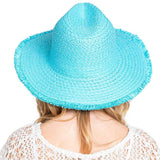 Frayed Solid Straw Sun Hat - Madeline Love - Flyclothing LLC