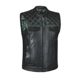 Green Diamond - Men's Club style Leather Motorcycle Vest - Unik Just for Bikers - Flyclothing LLC