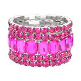 5Pcs Rectangle Round Stone Stretch Multi Layered Bracelets - Madeline Love - Flyclothing LLC
