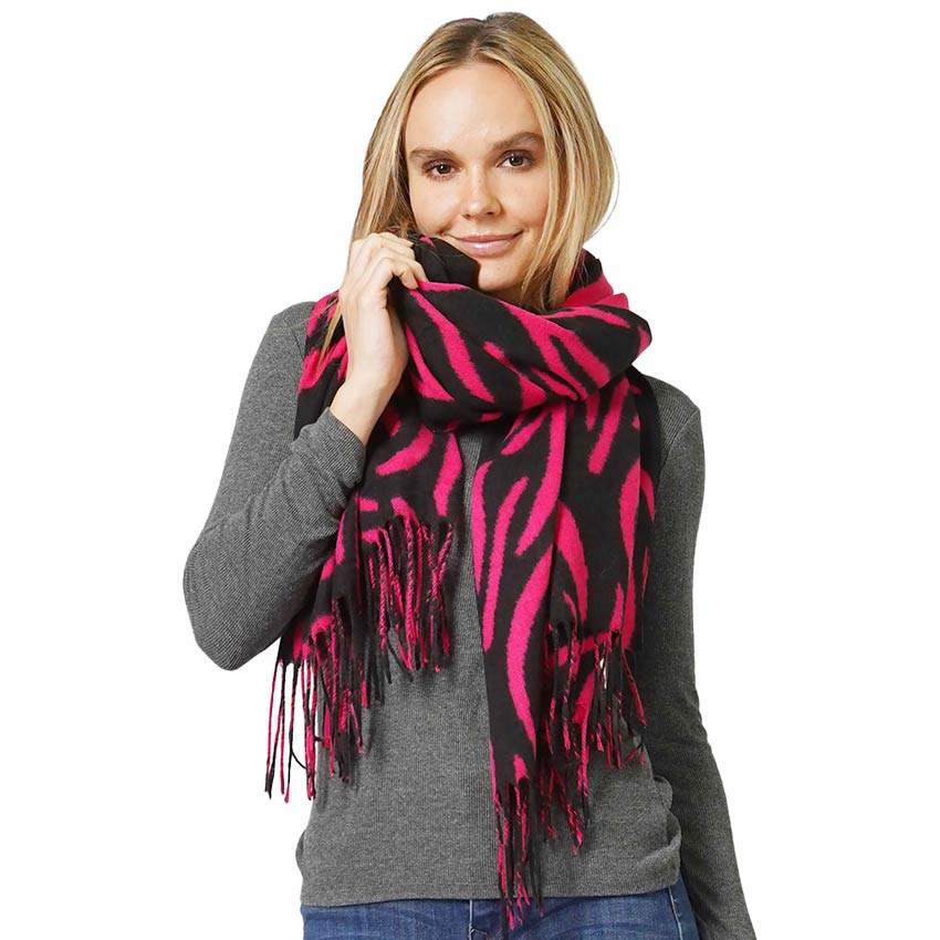 Animal Print Fringe Soft Scarf - Madeline Love - Flyclothing LLC